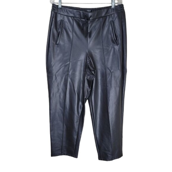 Simple Vera Verawang Women Black Faux Leather Pants - Picture 1 of 12